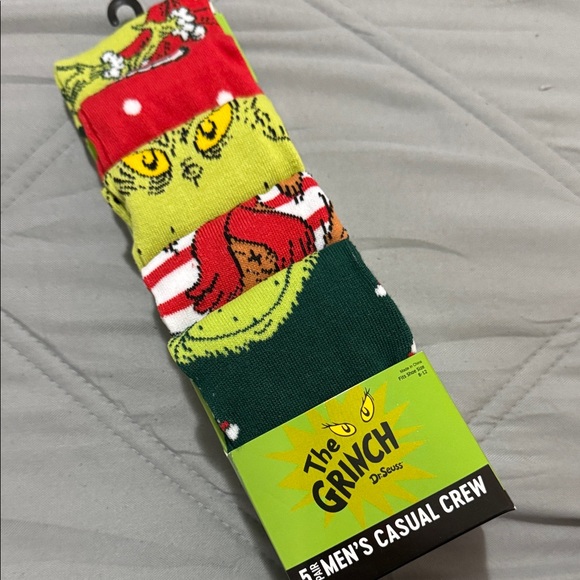 Dr. Seuss Other - Dr. Seuss Grinch Men's Crew Socks - Red, Green, Yellow